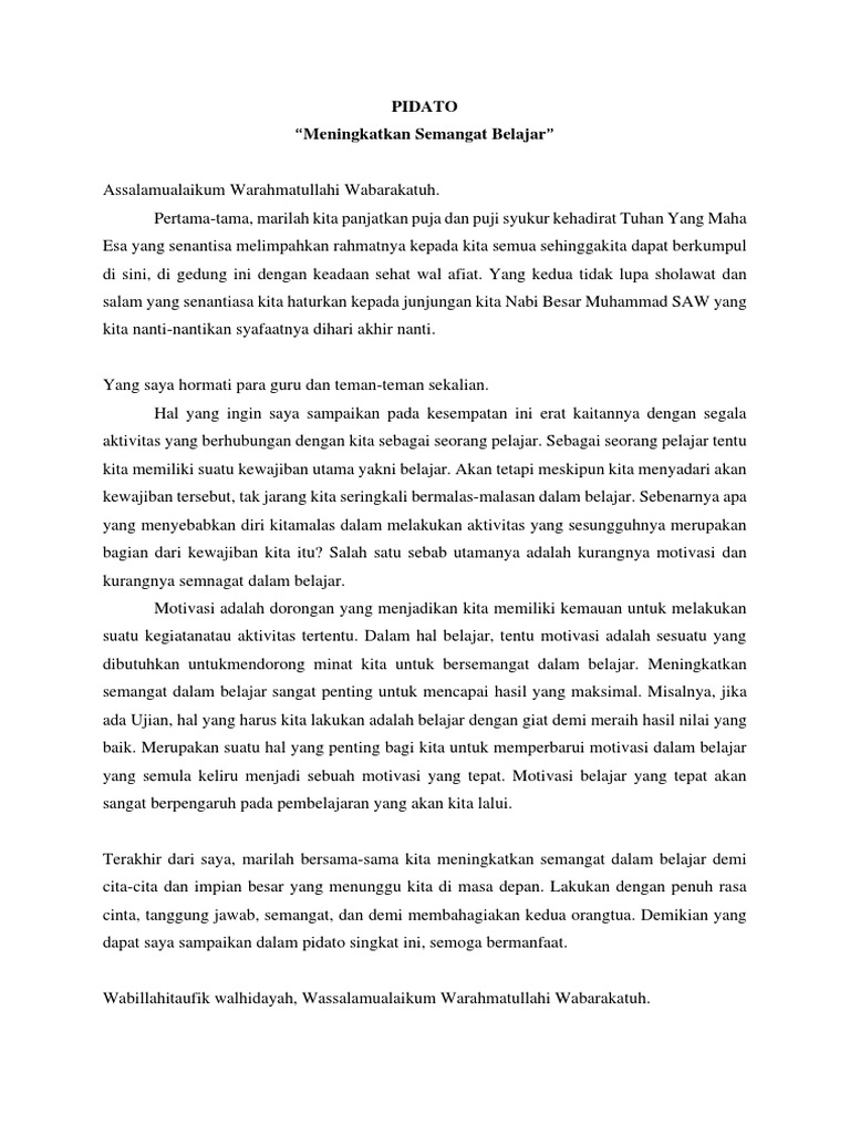 Pidato Meningkatkan Semangat Belajar PDF