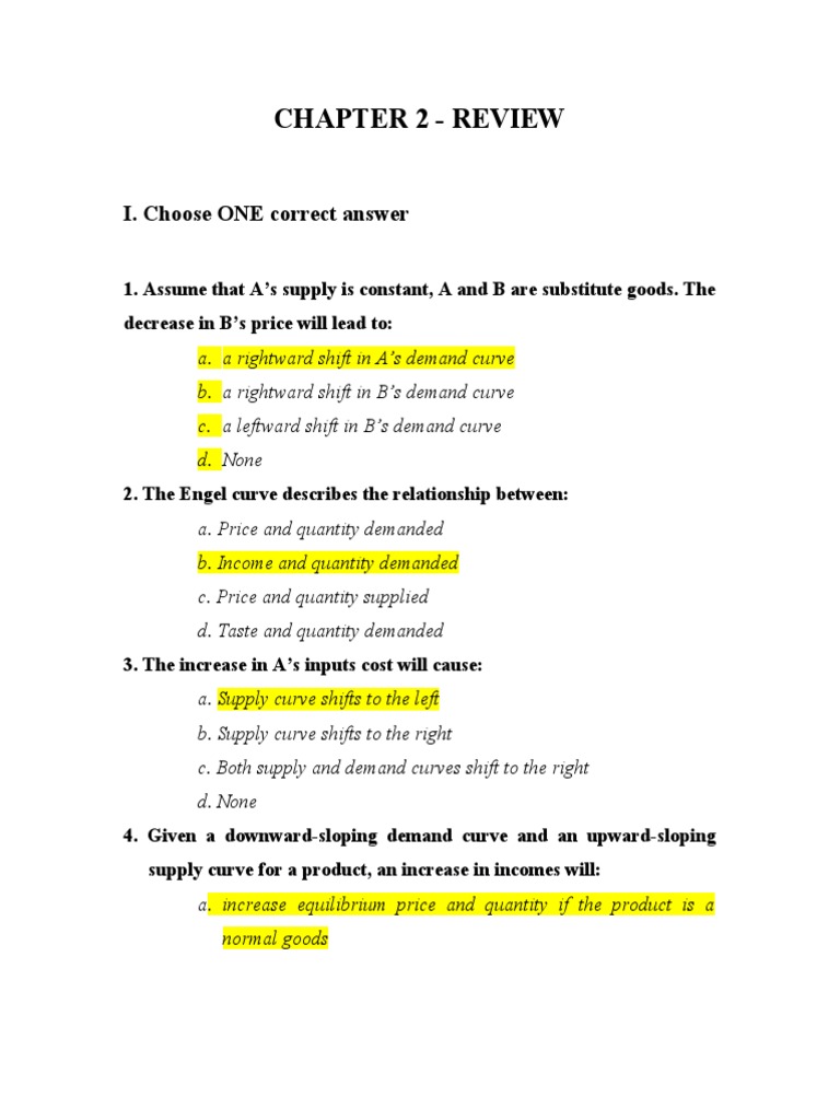 Chapter 2 Economics - Review | PDF | Supply And Demand | Demand