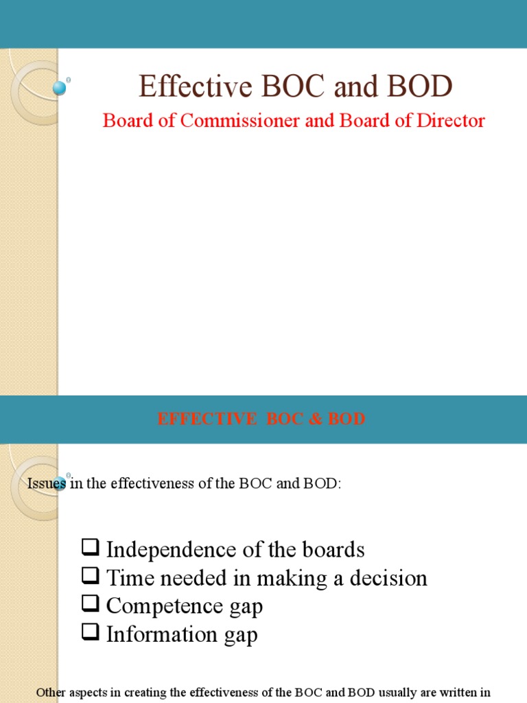 Enhancing BOC and BOD Effectiveness | PDF | Board Of Directors | Audit ...