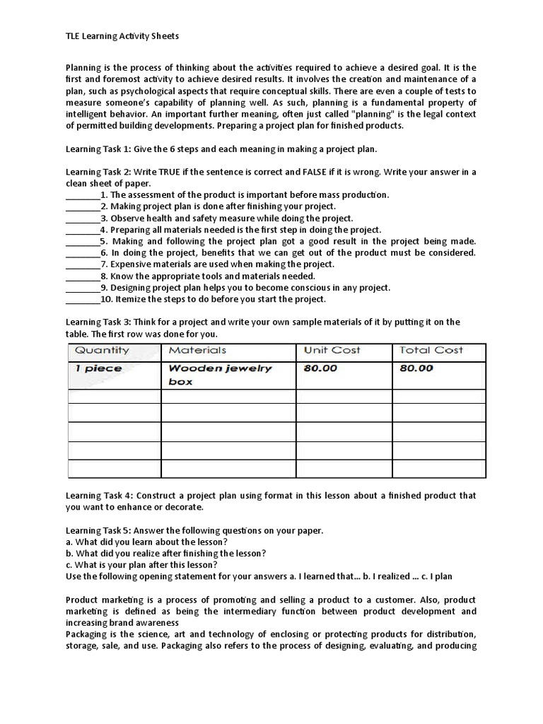 TLE Learning Activity Sheets Overview | PDF | Ac Power Plugs And ...