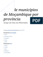 Lista de Municípios de Moçambique Por Província - Wikipédia, A Enciclopédia Livre
