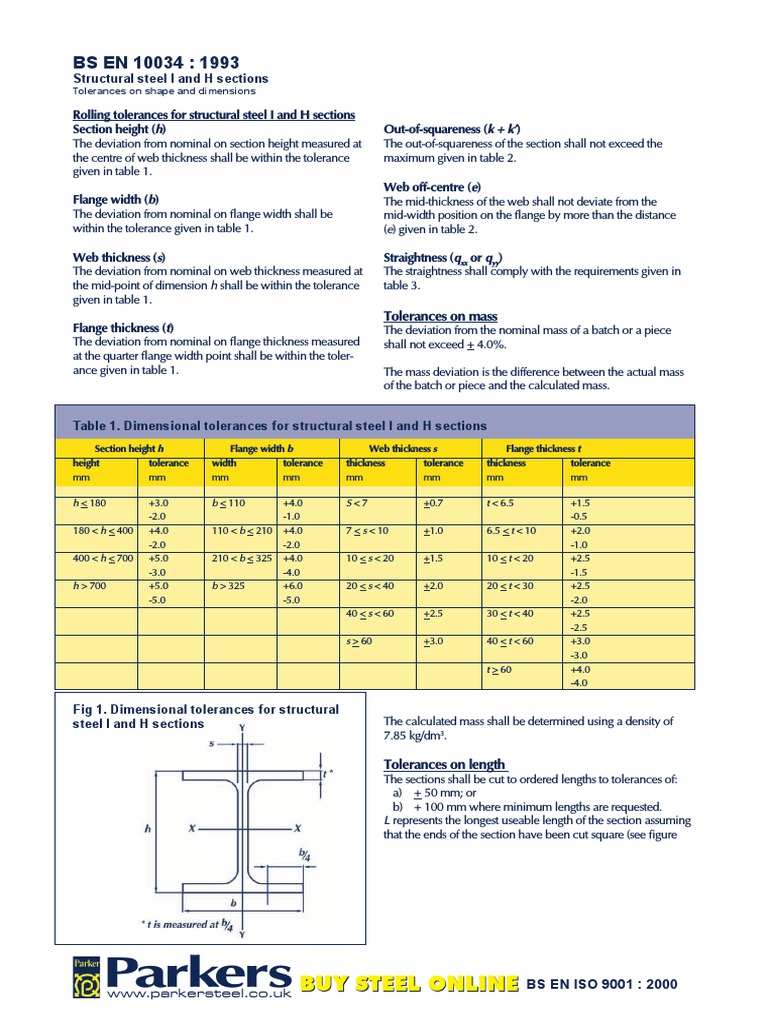 EN 10034:1993 Structural Steel Tolerances | PDF | Engineering Tolerance ...