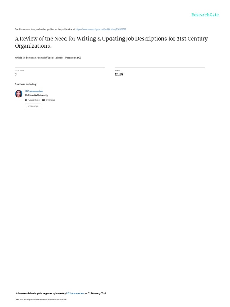 Importance of Updating Job Descriptions | PDF | Employment | Evaluation