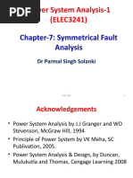 Power System Analysis-1 (ELEC3241) : Chapter-7: Symmetrical Fault Analysis