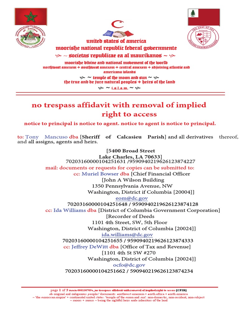 Macn000130709a No Tresspass Affidavit With Removal of Implied Right To Access PDF Common