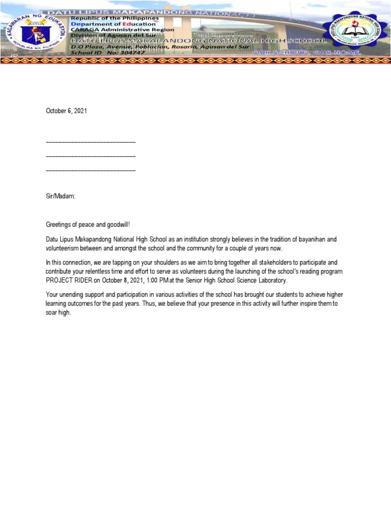 Letter For Stakeholders PDF