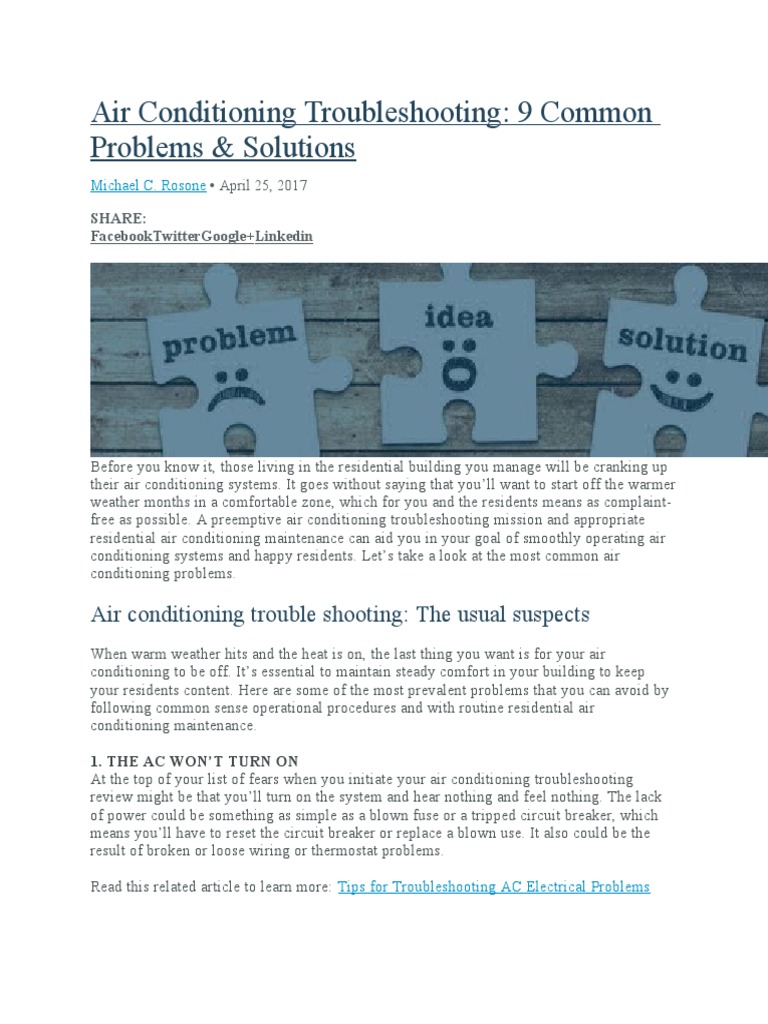 Air Conditioning Troubleshooting Guide | PDF | Air Conditioning ...
