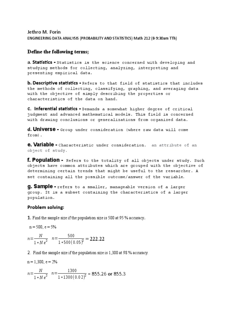Engineering Data Analysis Probability And Statistics Pdf