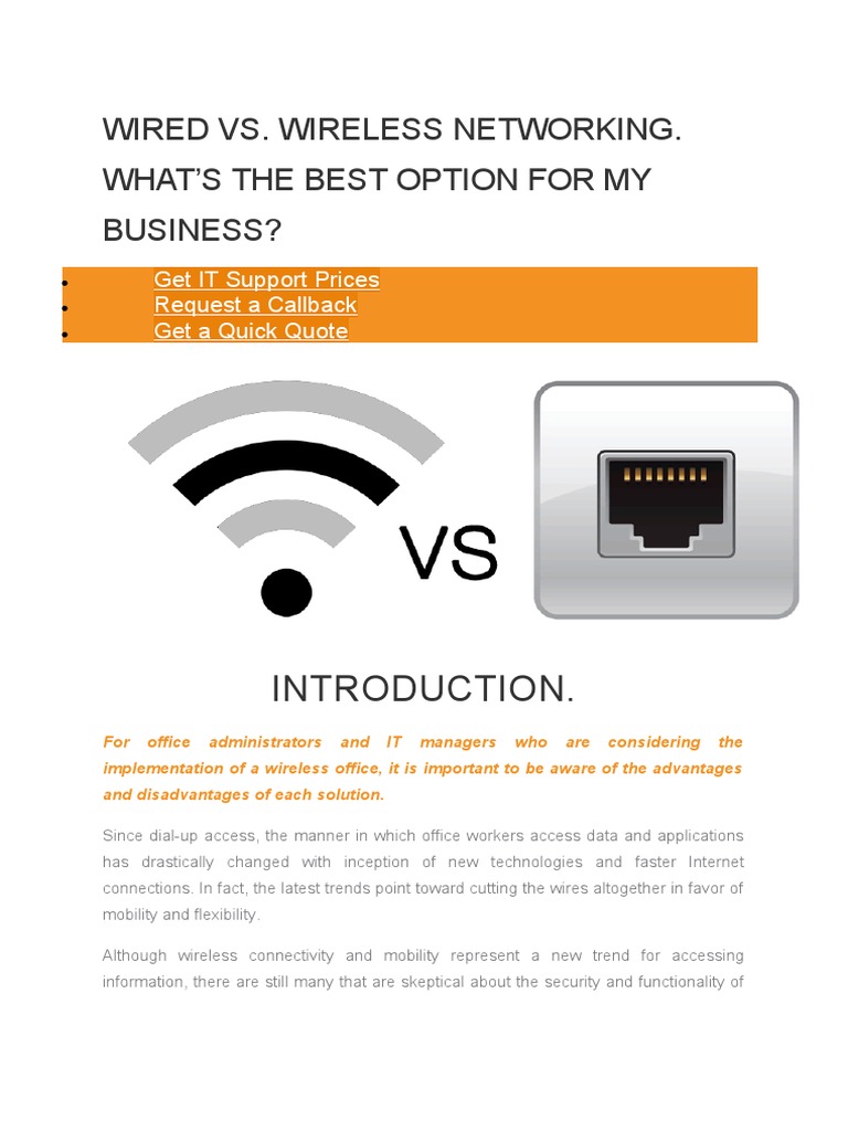 Wired VS Wireless Network | PDF | Computer Network | Wireless Network