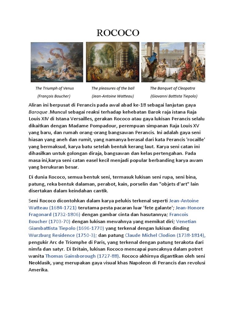 Seni dan Gaya Aliran Rococo | PDF