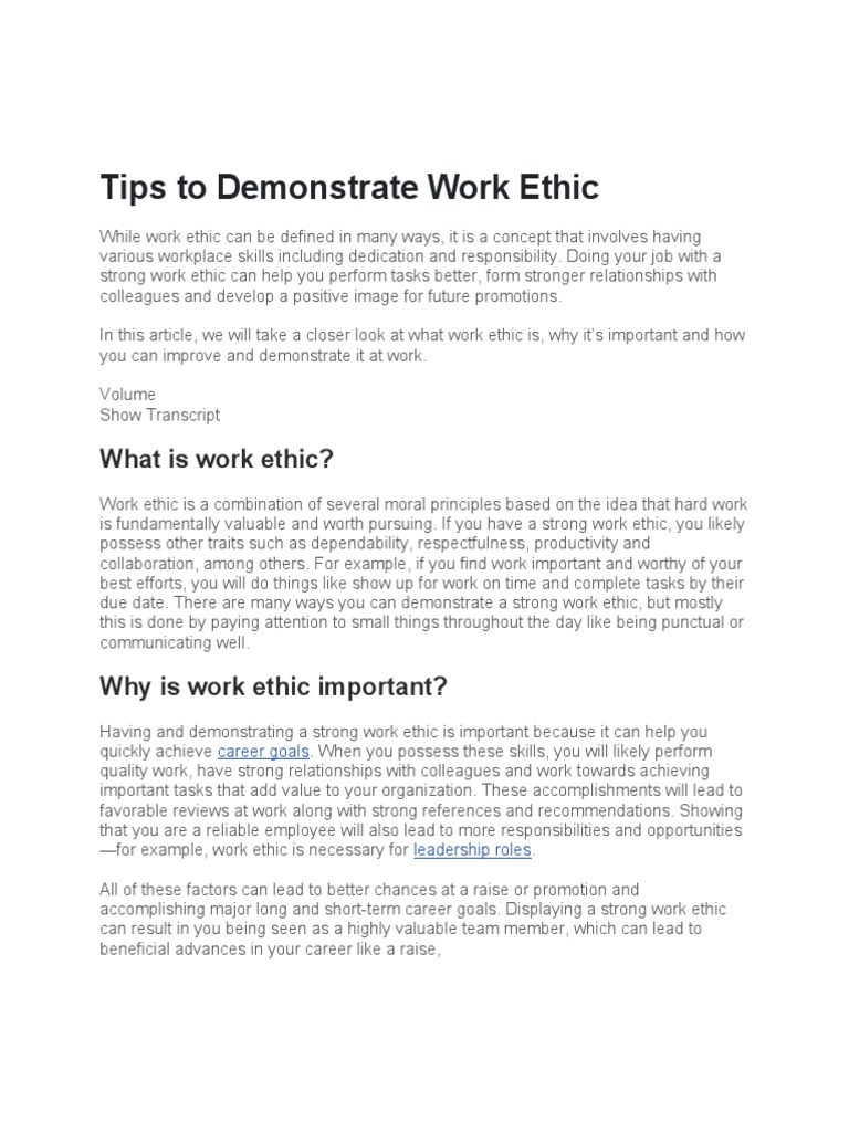 Demonstrate Work Ethic | PDF | Motivation | Motivational