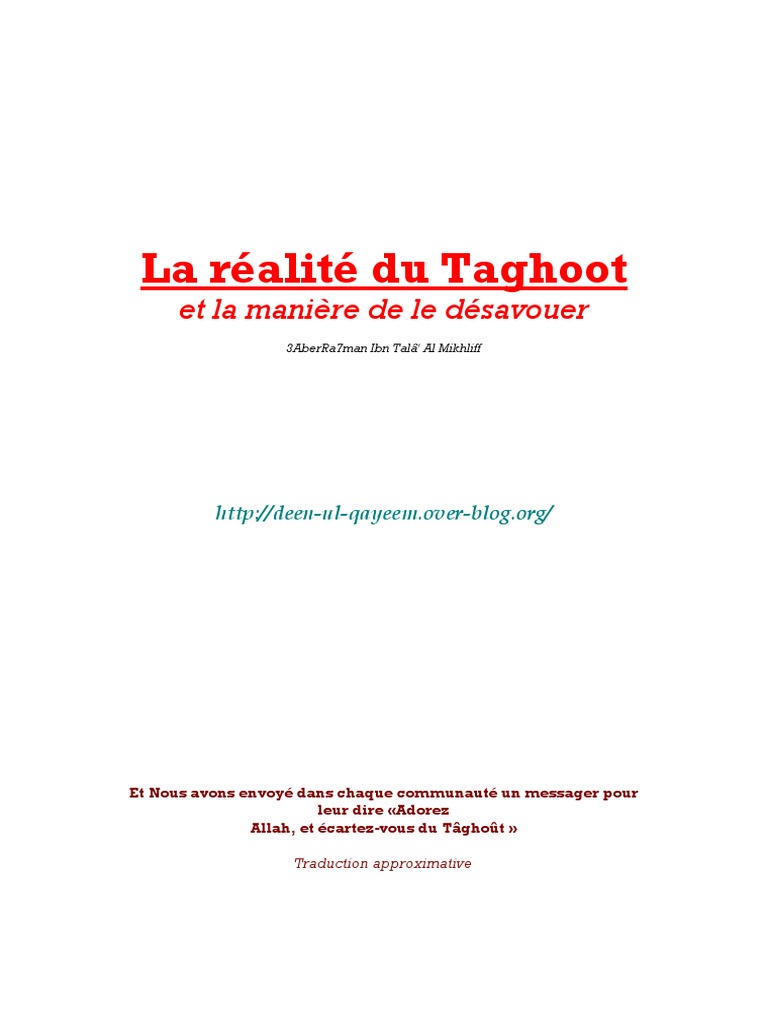 Désacceptation Du Taghout , Des ténèbres à la lumière – XEXIF