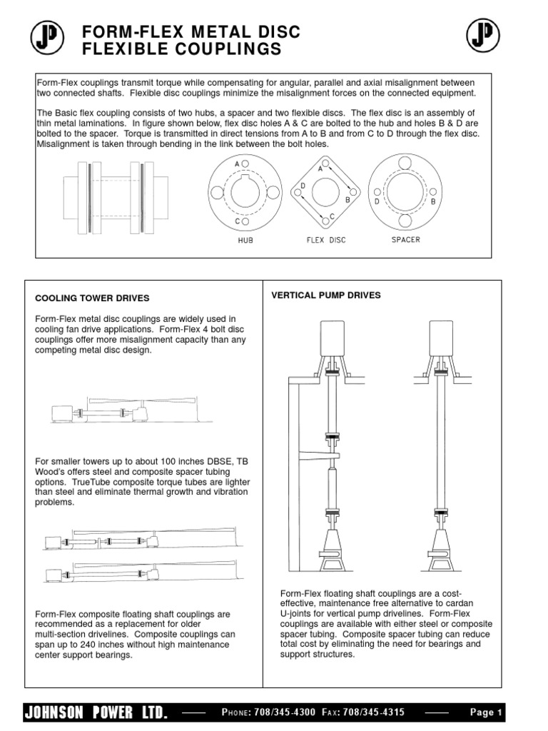 Johnson Power LTD.: Form-Flex Metal Disc Flexible Couplings, PDF, Mechanical Engineering