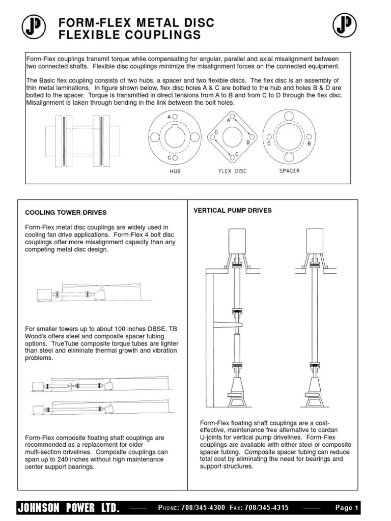 Johnson Power LTD. FormFlex Metal Disc Flexible Couplings PDF