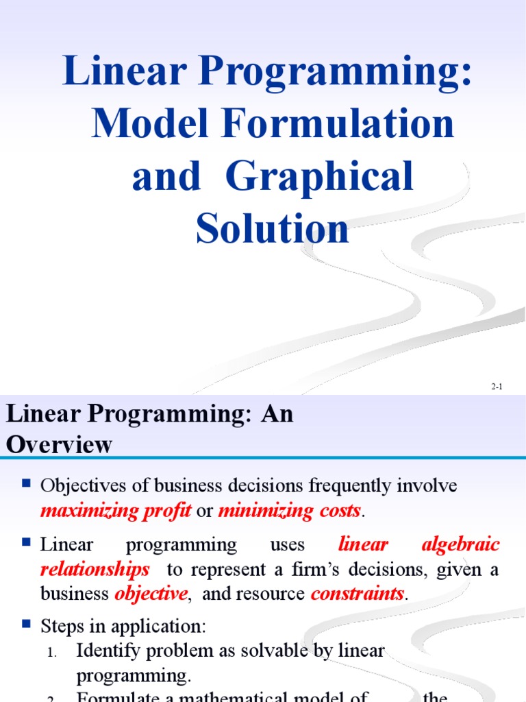 Linear Programming: Model Formulation and Graphical Solution | PDF ...