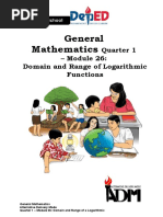 General Mathematics: Quarter 1 - Module 26: Domain and Range of Logarithmic Functions