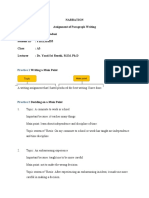 Narration Assignment of Paragraph Writing Name: Putri Ramadani Student ID: F1021201055 Class: A3 Lecturer: Dr. Yanti Sri Rezeki, M.Ed. PH.D