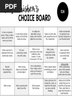 Early Finishers Choice Board