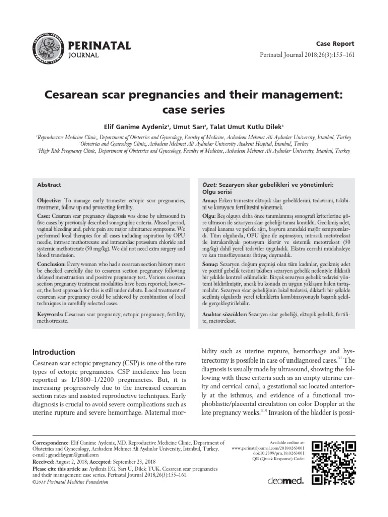Cesarean Scar Pregnancies and Their Management | PDF | Caesarean ...