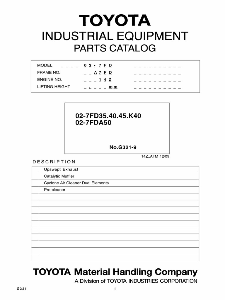 Parts Manual Toyota 02-7FD | PDF