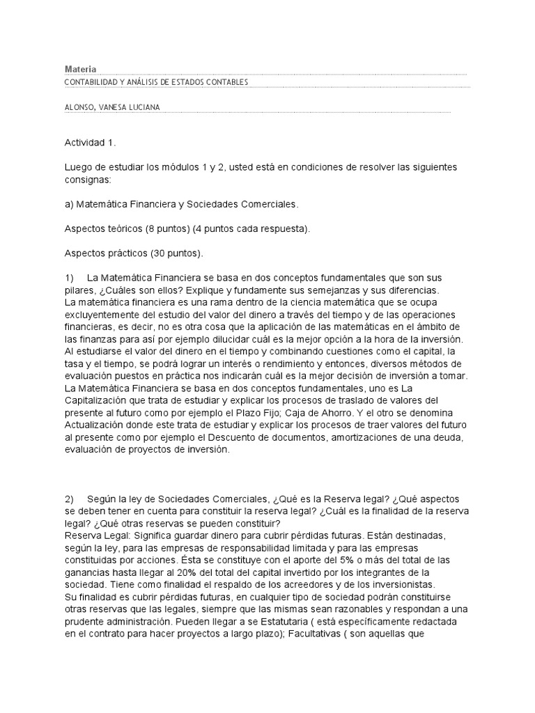Primer Parcial Contabilidad y Análisis de Estados Contables | PDF ...