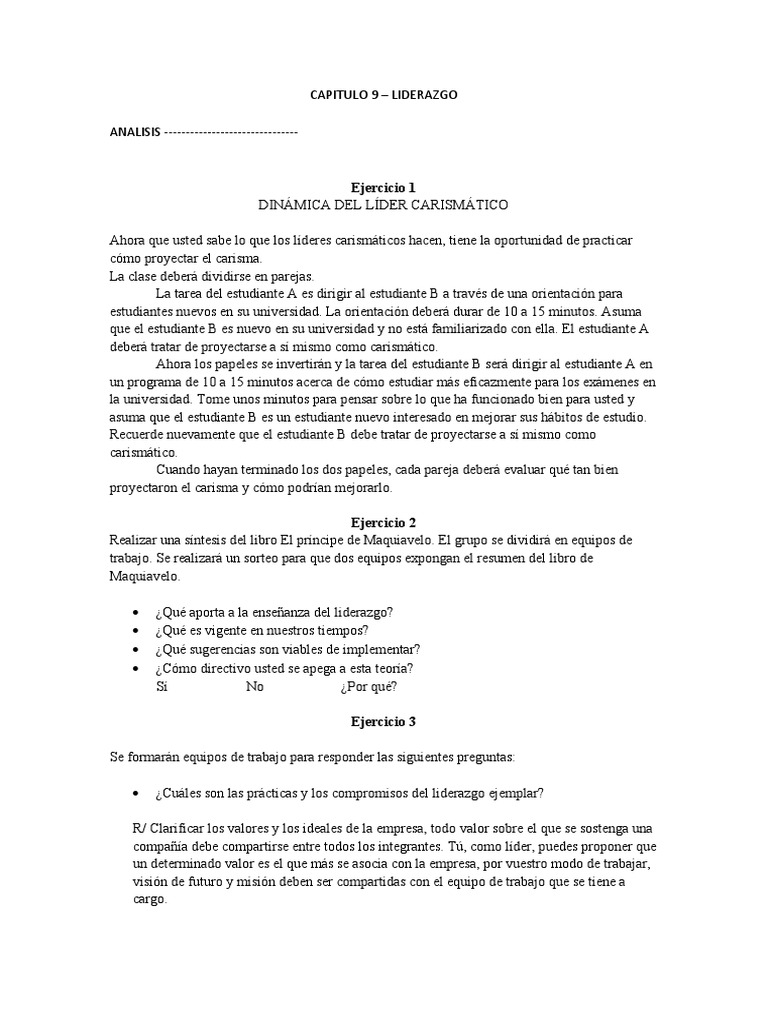 Actividad Cap 9 | PDF | Liderazgo