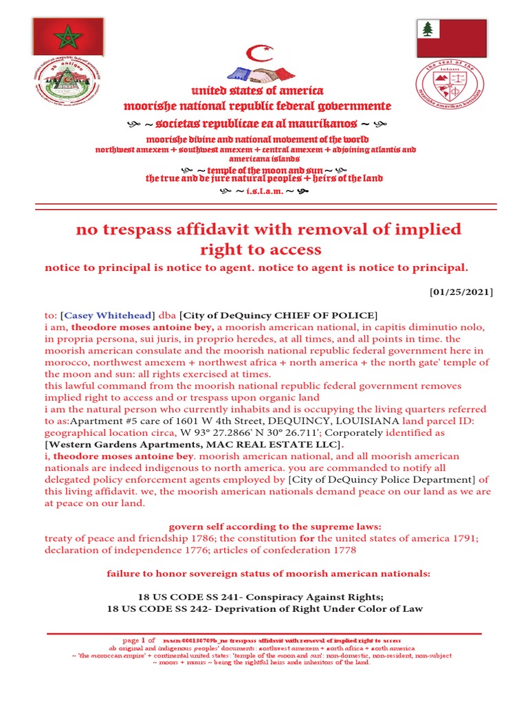 Macn000130709b No Tresspass Affidavit With Removal of Implied Right To Access PDF Common
