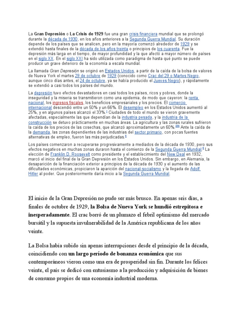La Crisis | PDF | Gran depresion | Nuevo acuerdo