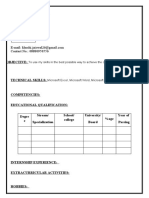 HR Resume Format