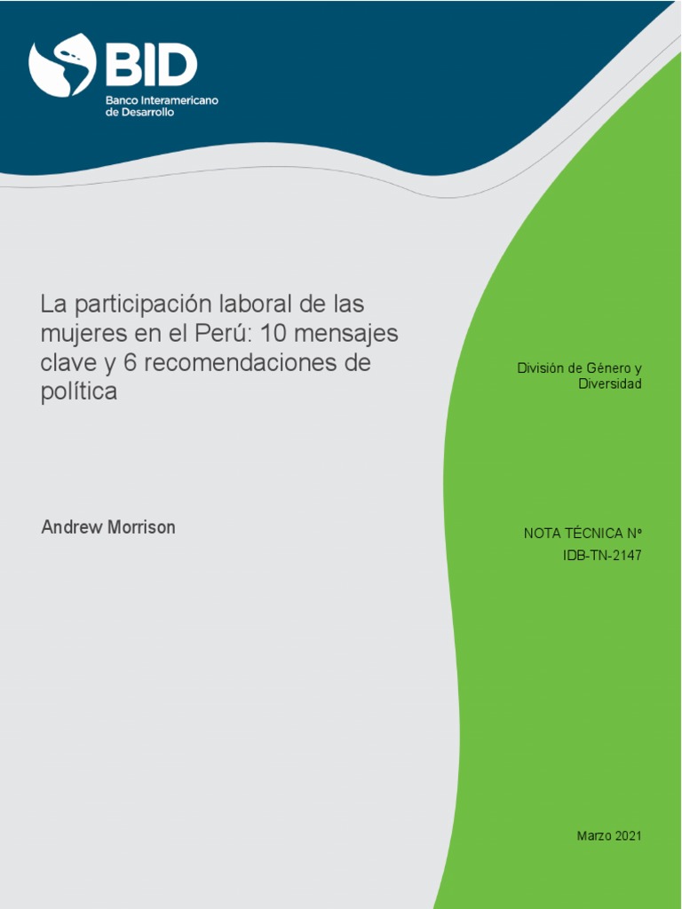 S10 S1 La Participacion Laboral De Las Mujeres En El Peru 2021 Pdf