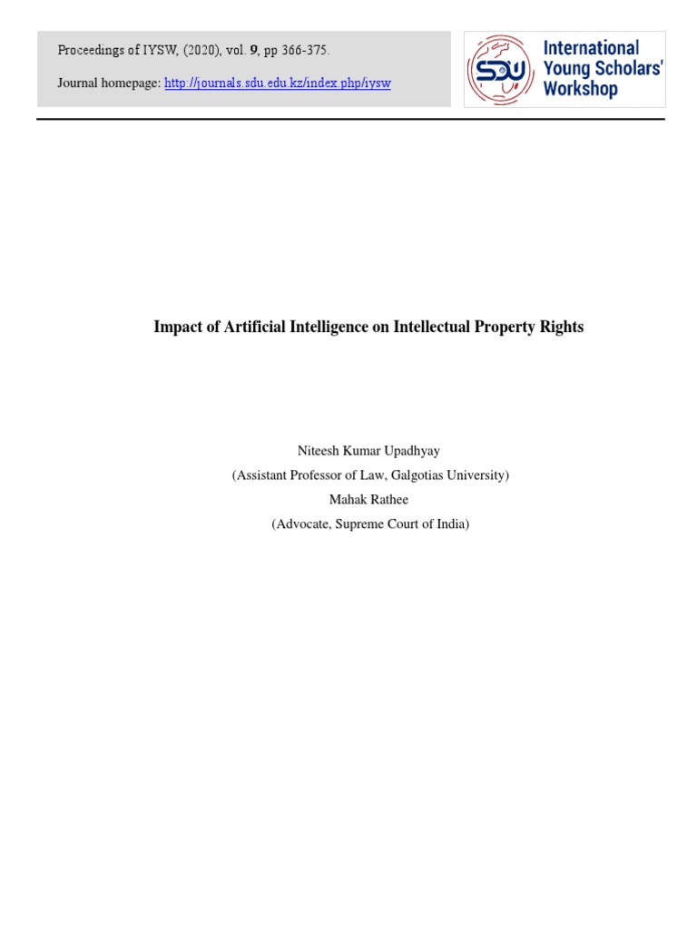 Impact of Artificial Intelligence On Intellectual Property Rights | PDF ...