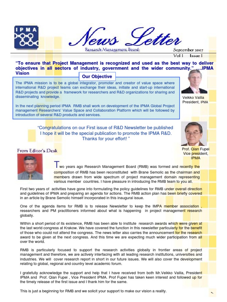 RMB Newsletterseptember2007 | PDF | Project Management | Research And ...