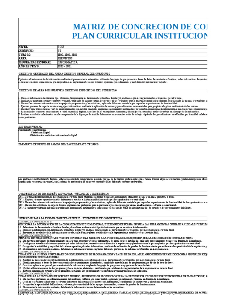 Matriz - Pci Tecnico FP Informática | PDF | Red de computadoras ...