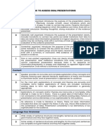 Assessment Criteria To The Oral Presentations