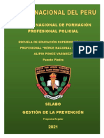SILABO DEL CURSO DE GESTION DE LA PREVENCION EESTP Puete Piedra. 1 - 965 - 0