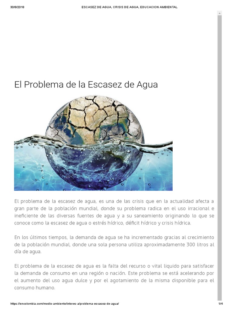 Crisis de Escasez de Agua Global | PDF | Escasez de agua | Agua