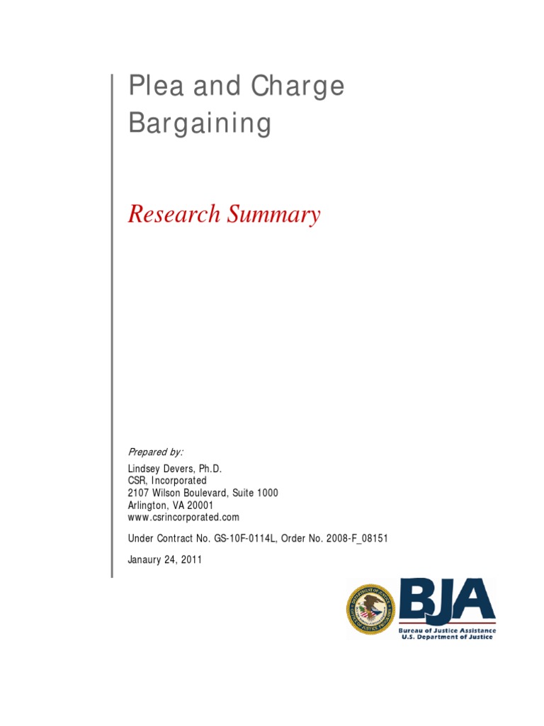 Plea and Charge Bargaining Research Summary PDF Plea Bargain Plea