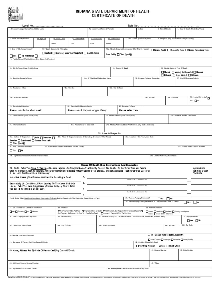 Death Certificate Template 28 PDF Hospital Death 