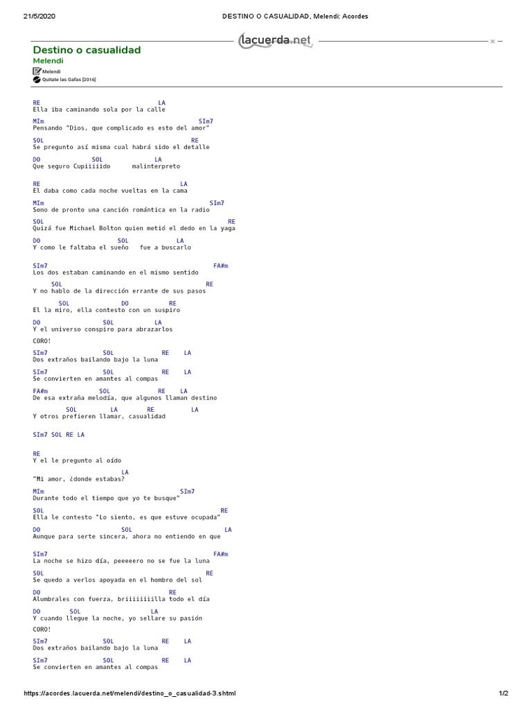 Destino O Casualidad Melendi Acordes Pdf