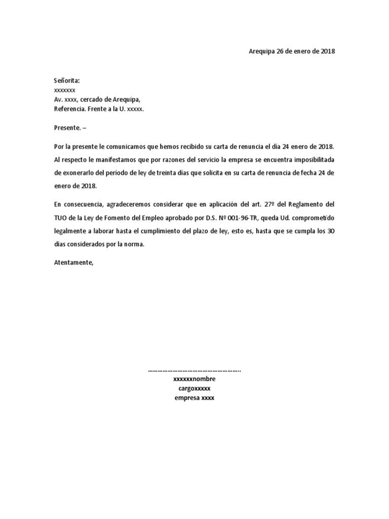 Rechazo de Carta Renuncia | PDF
