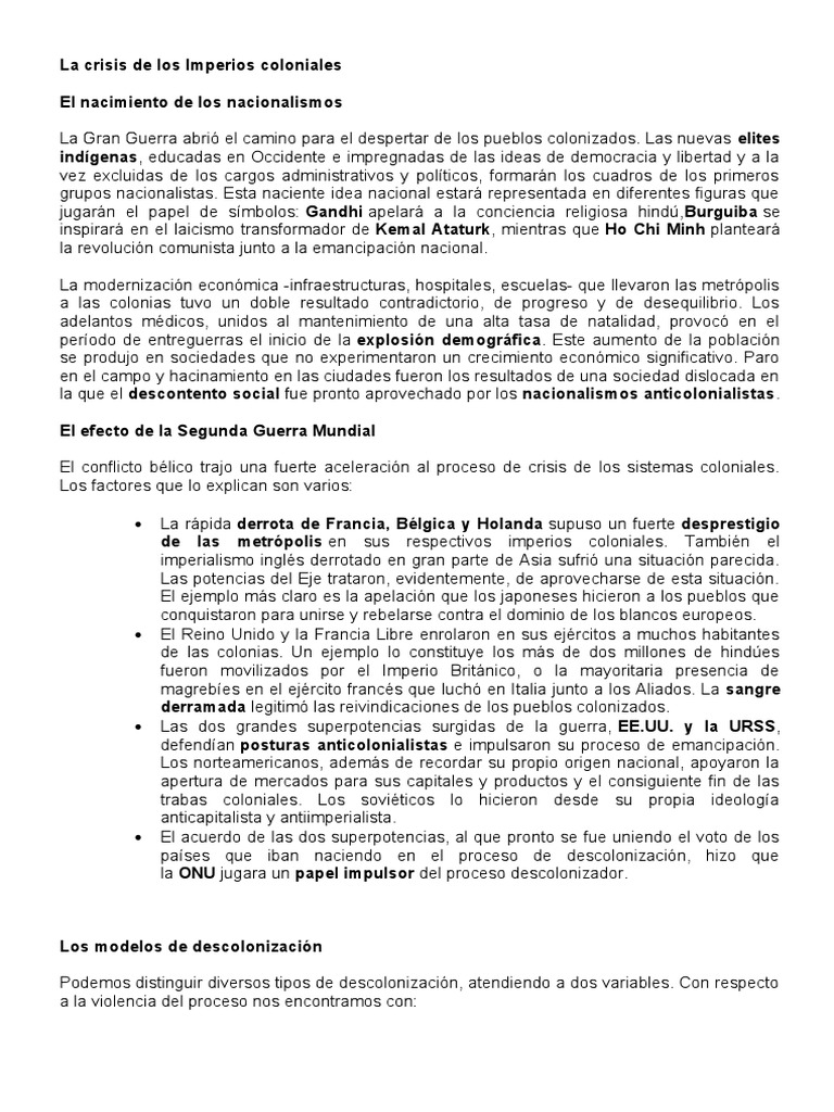 Crisis de los Imperios Coloniales | PDF | Descolonización | Imperialismo