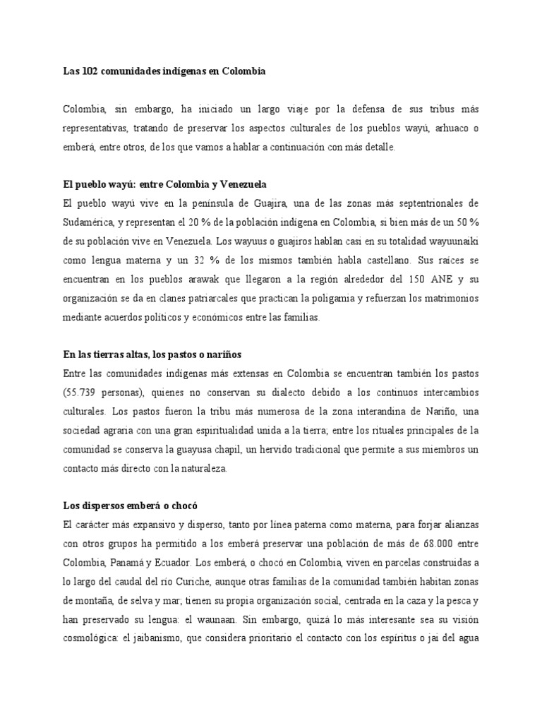 Comunidades Indígenas de Colombia | PDF | Pueblos Indígenas de las Américas