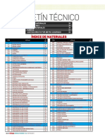 Boletín técnico con lista de materiales y costos