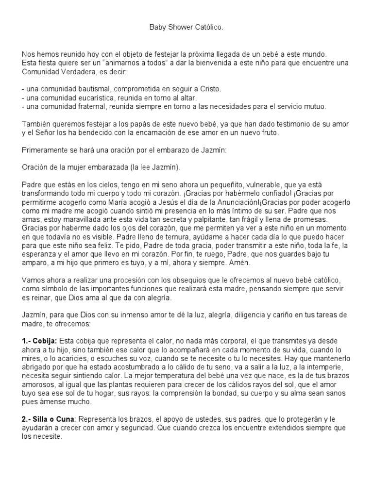 Baby Shower Católico PDF Amor eucaristía