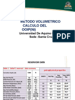 Metodo Volumetrico Calculo Del OOIP (Ni) : Universidad de Aquino Bolivia Sede:Santa Cruz