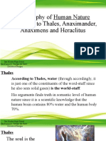 Philosophy of Human Nature According To Thales, Anaximander, Anaximens and Heraclitus