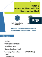 Materi 1 Pengantar Sertifikasi Halal Dan Sistem Jaminan Halal