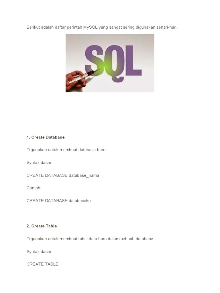 Perintah Dasar MySQL untuk Pemula | PDF | Komputer