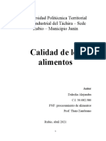 Calidad de los alimentos en la Universidad Politécnica Territorial Agroindustrial del Táchira