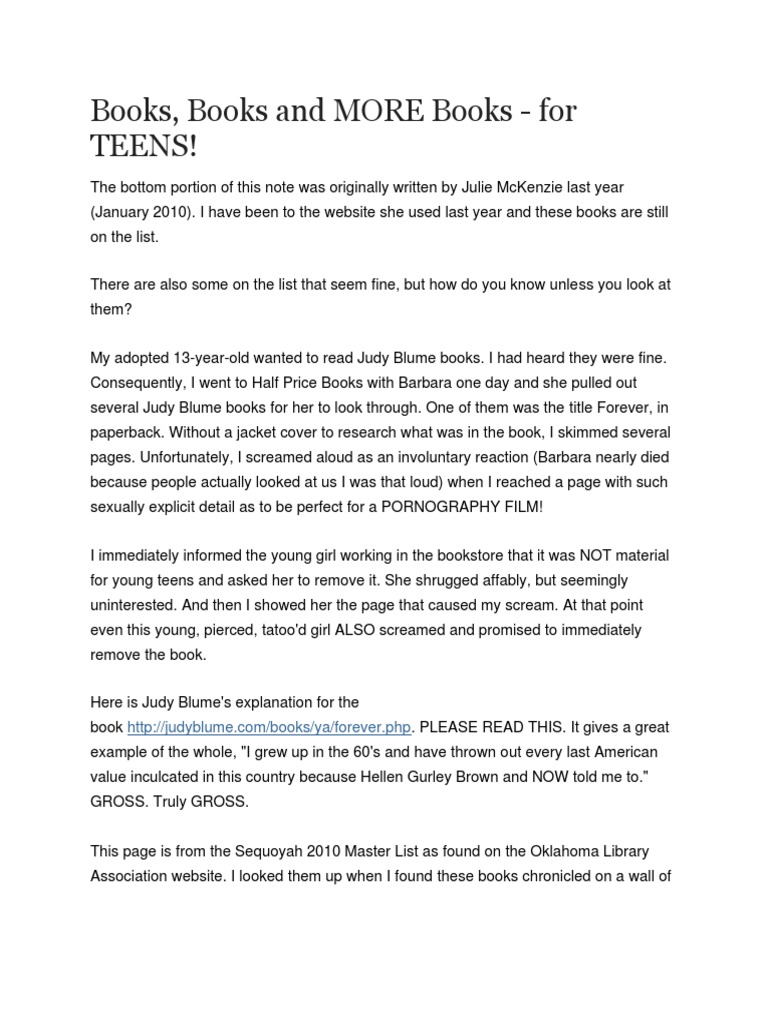 Young Adult Library Services Association Books For Teens 2010 | PDF ...